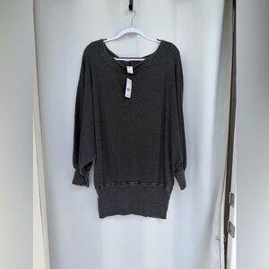 NWT free people Charcoal Knit Boatneck Sweater